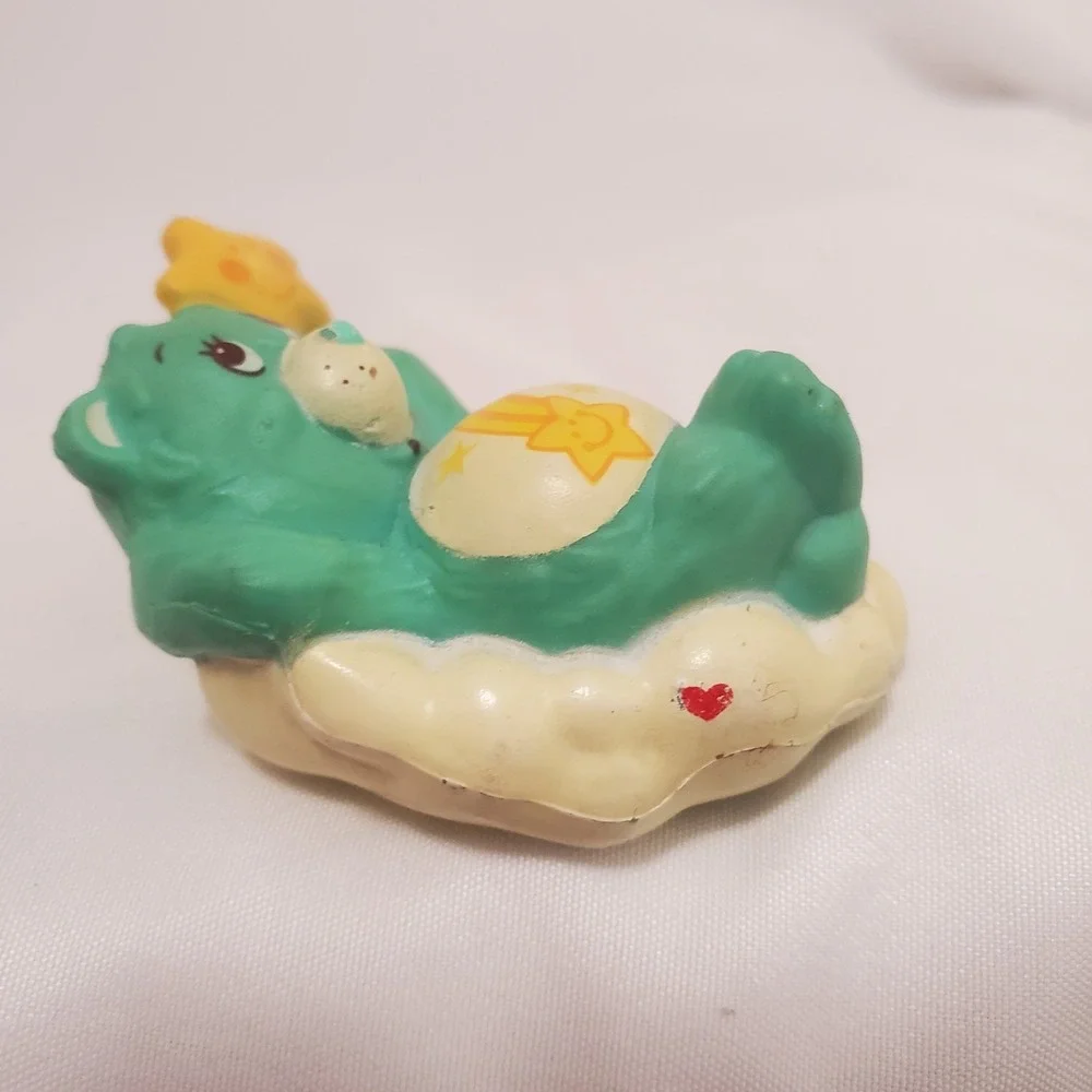 Vintage 1983 CARE BEARS WISH BEAR ON CLOUD PVC Toy Figure AGC Teddy Cake Topper